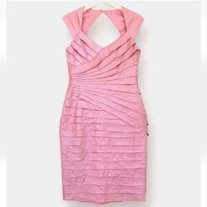 London Times Bodycon Prom Cocktail Dress Layered Rose Midi Sleeveless 90s 8